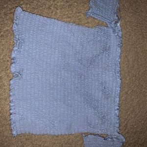 Baby blue ruffled crop top